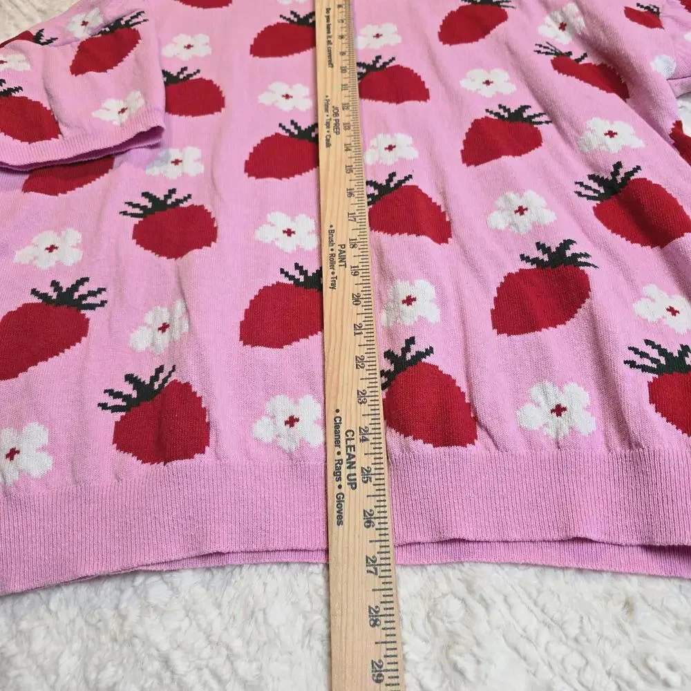 ASOS DESIGN  Pink Strawberry Pattern Sweater 2XL unisex - Picture 4 of 7